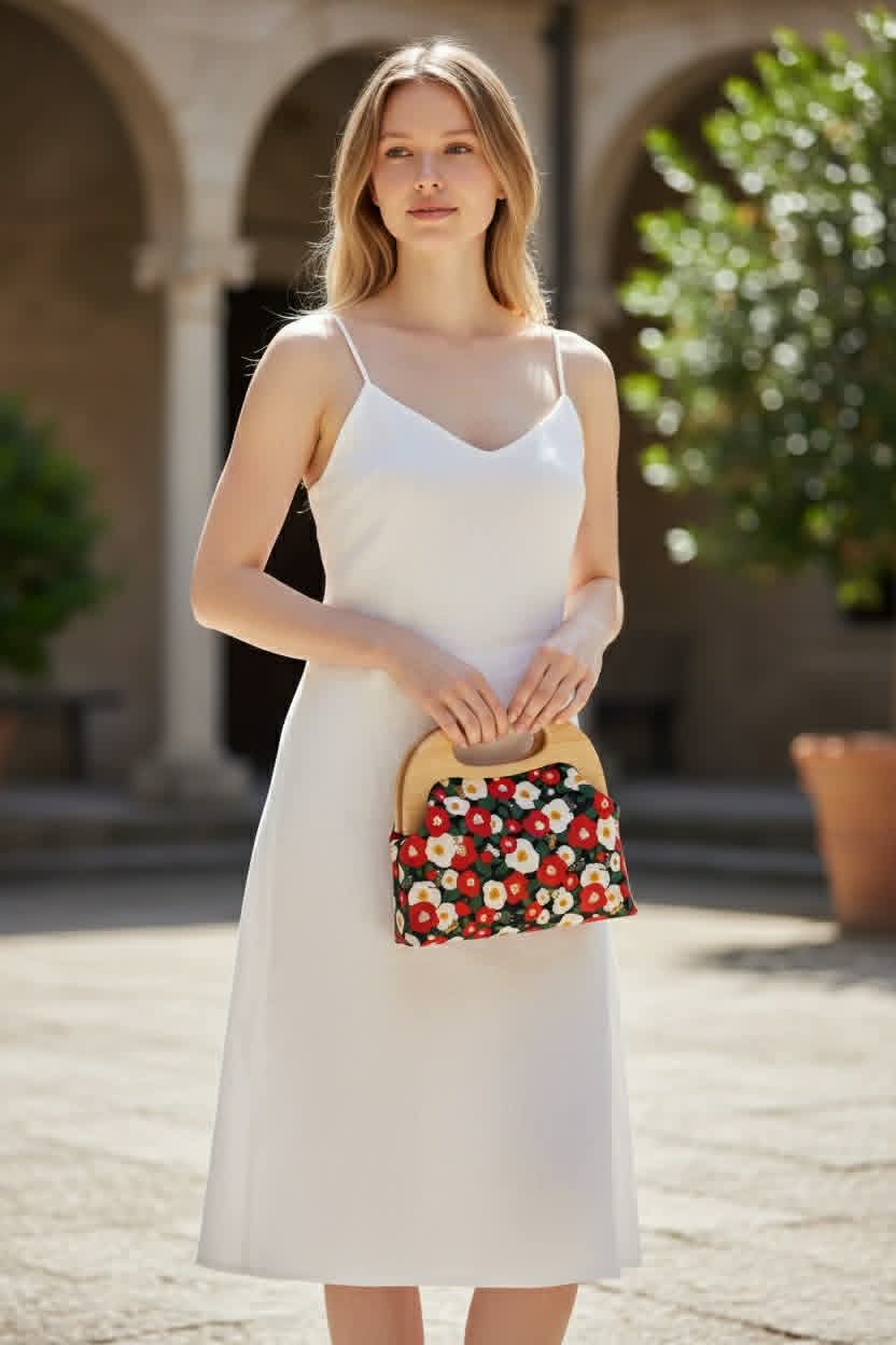 Wooden Clutch Bag - Midnight Kitty