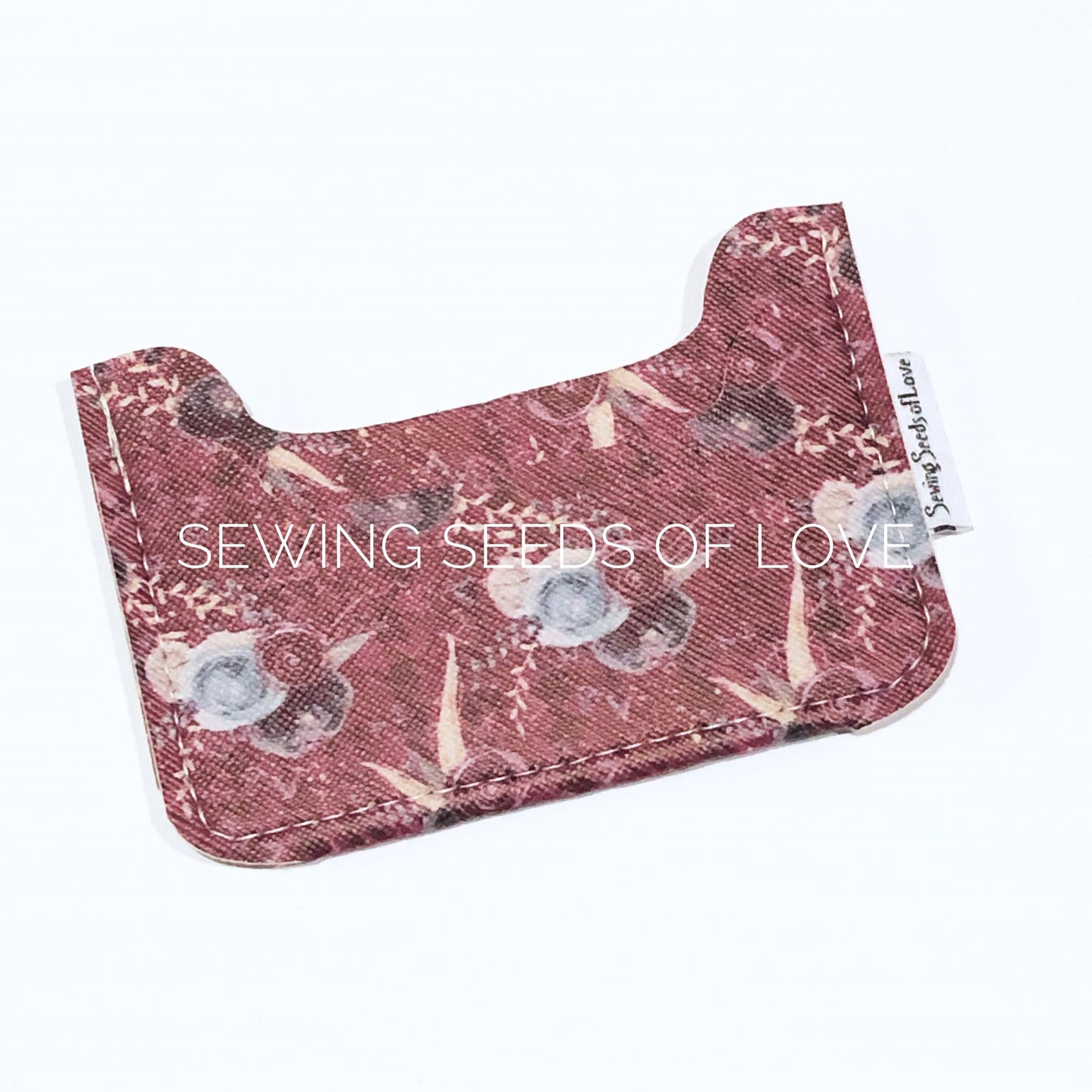 Vinyl Cardholder - Burgundy Florals