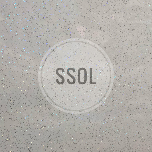 Vinyl/PU Leather - Clear Glitter Vinyl (White)