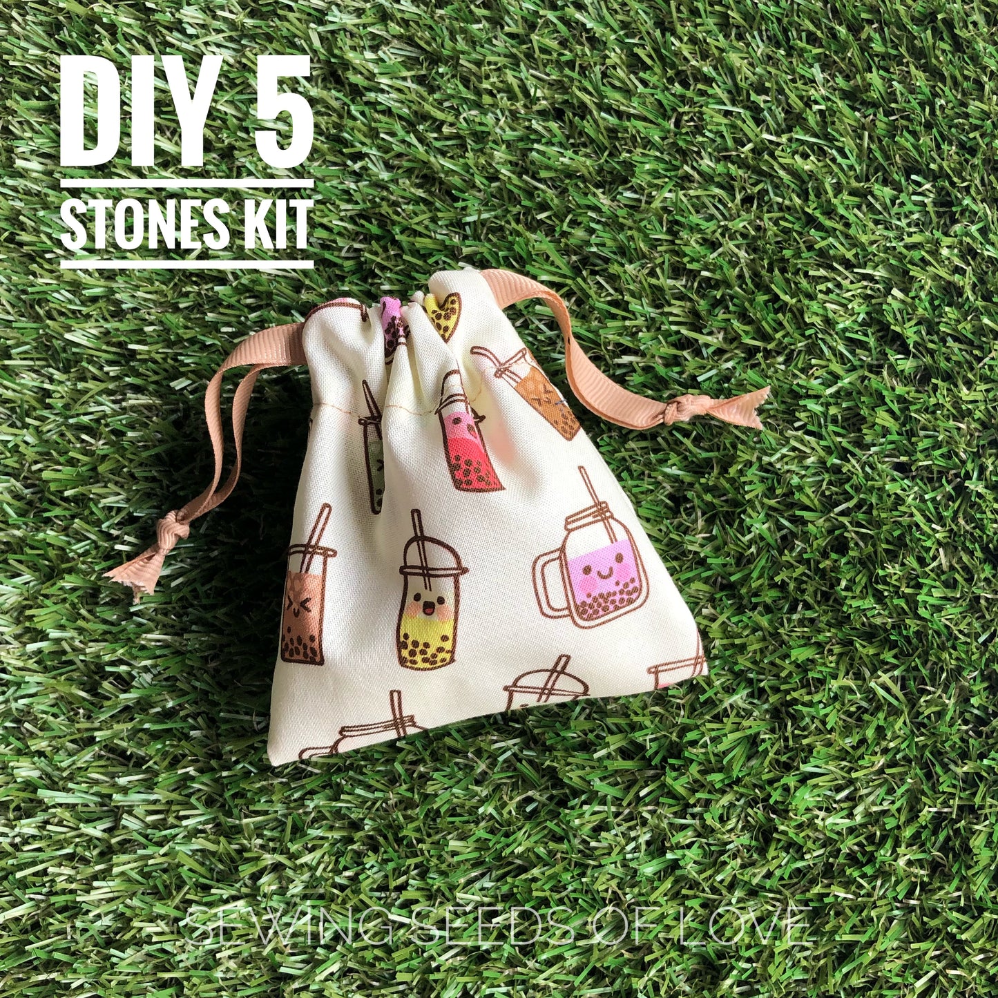 DIY 5 Stones Sewing Kit - Bubble Tea