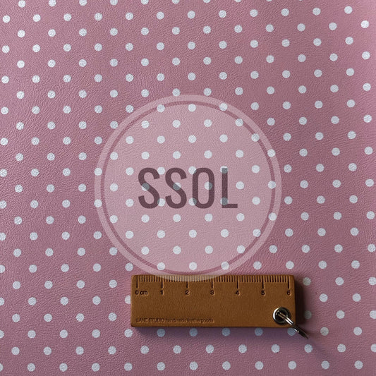 Vinyl/PU Leather - Polka02 (Baby Pink)