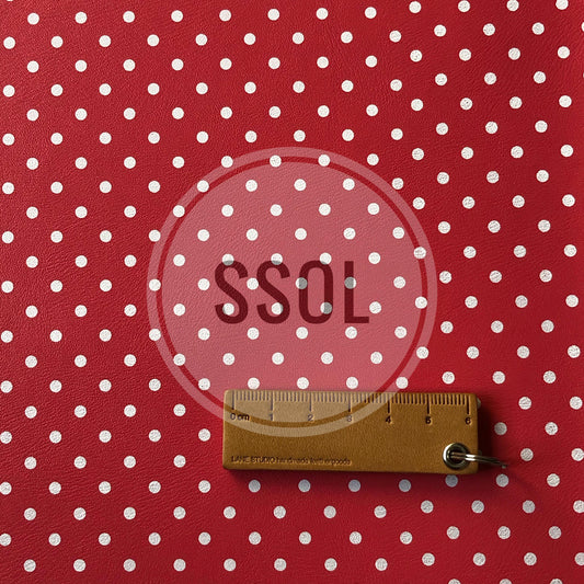 Vinyl/PU Leather - Polka07 (Watermelon Red)