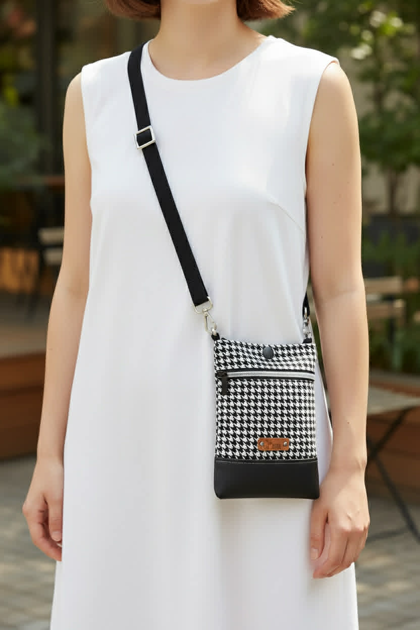 Wanderlust Phone Bag - Houndstooth