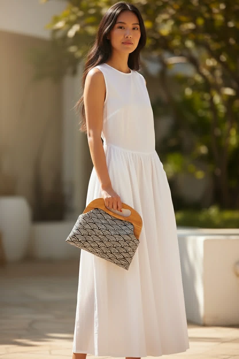 Wooden Clutch Bag - Seigaiha