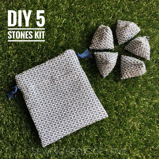 DIY 5 Stones Sewing Kit - Blue Spots