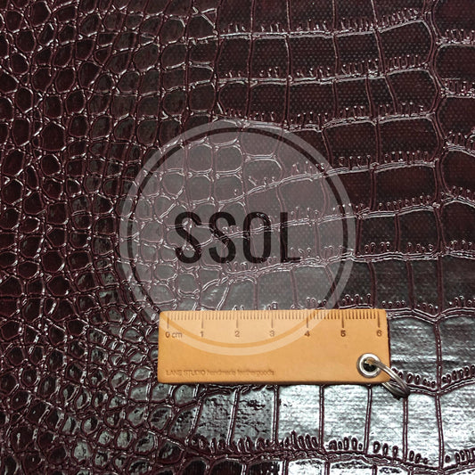Vinyl/PU Leather - Special Texture (Faux Croc Skin - Wine Red)