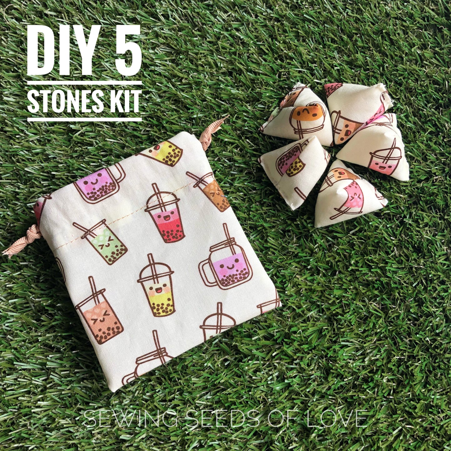 DIY 5 Stones Sewing Kit - Bubble Tea